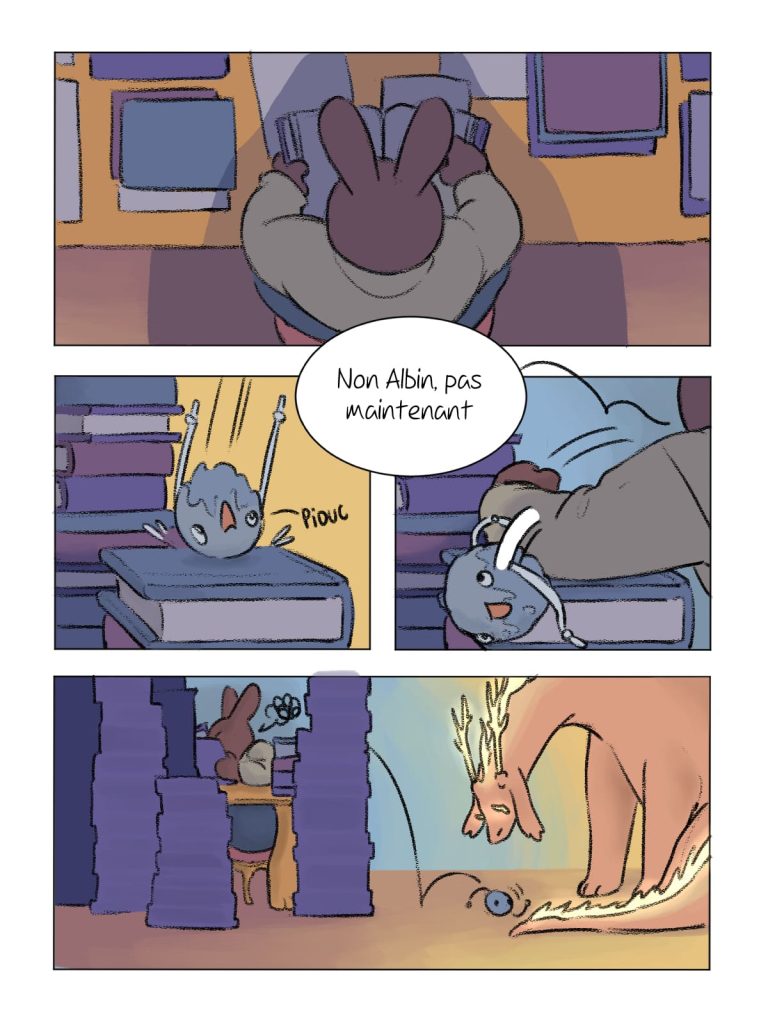 Page de bande dessinée : Les Aventures du Lapin, chapitre : La disparition