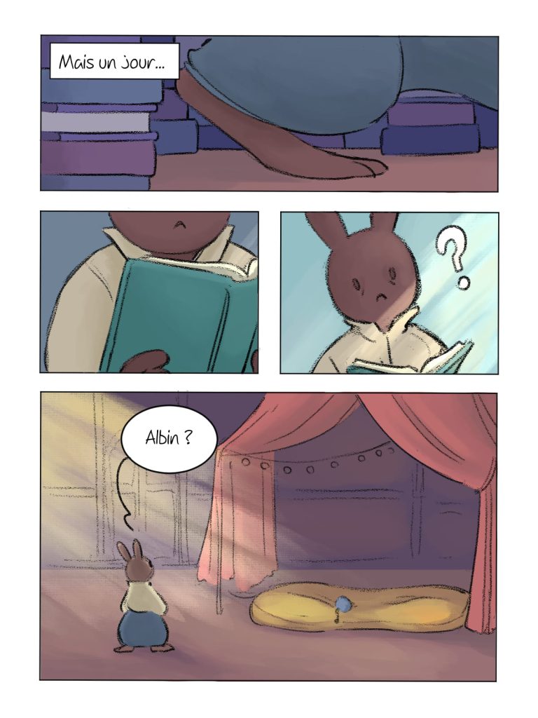 Page de bande dessinée : Les Aventures du Lapin, chapitre : La disparition