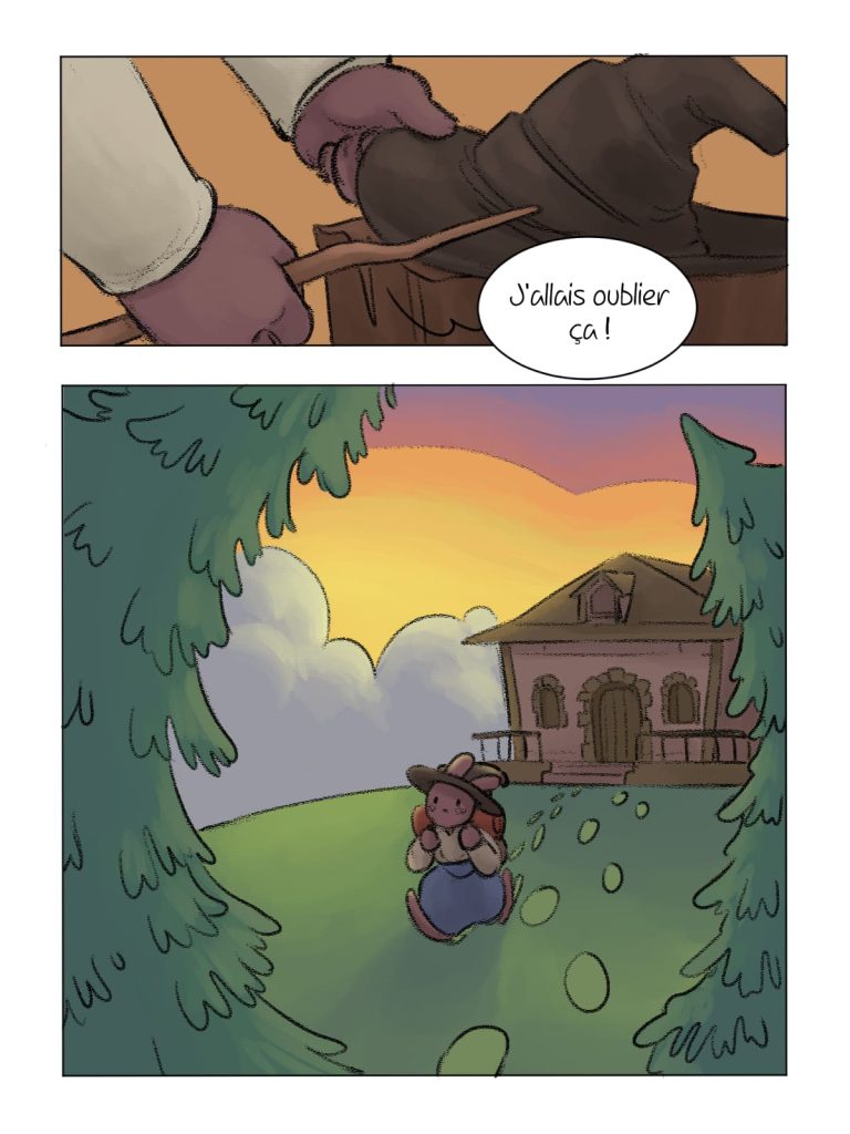 Page de bande dessinée : Les Aventures du Lapin, chapitre : La disparition