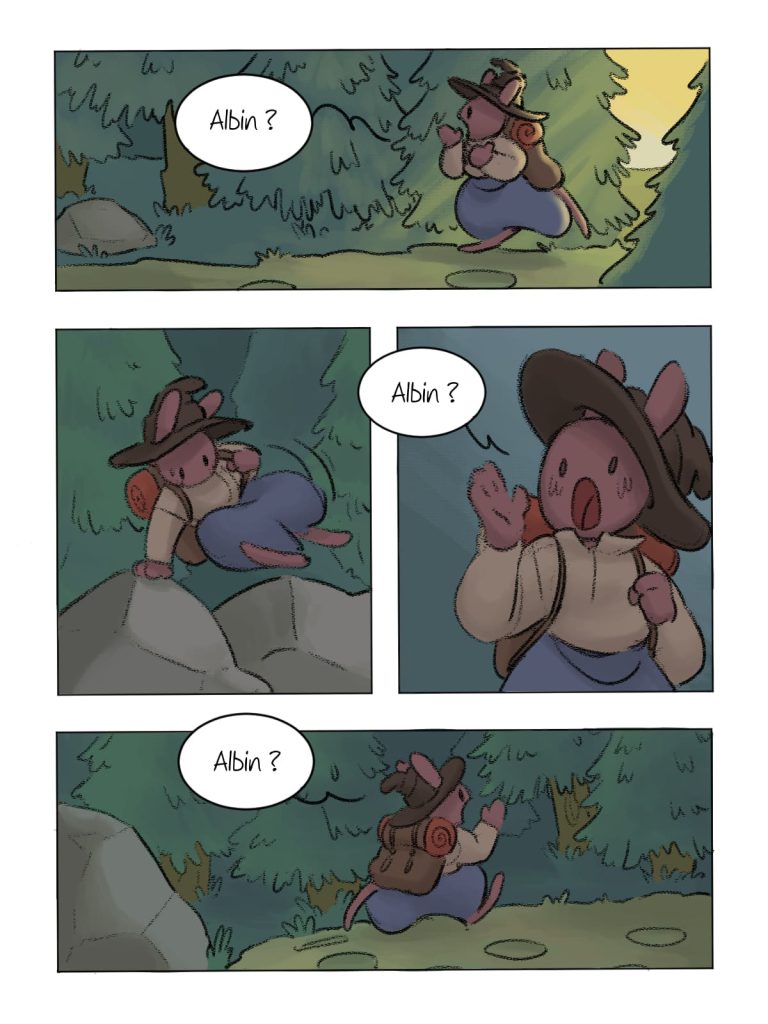 Page de bande dessinée : Les Aventures du Lapin, chapitre : La disparition