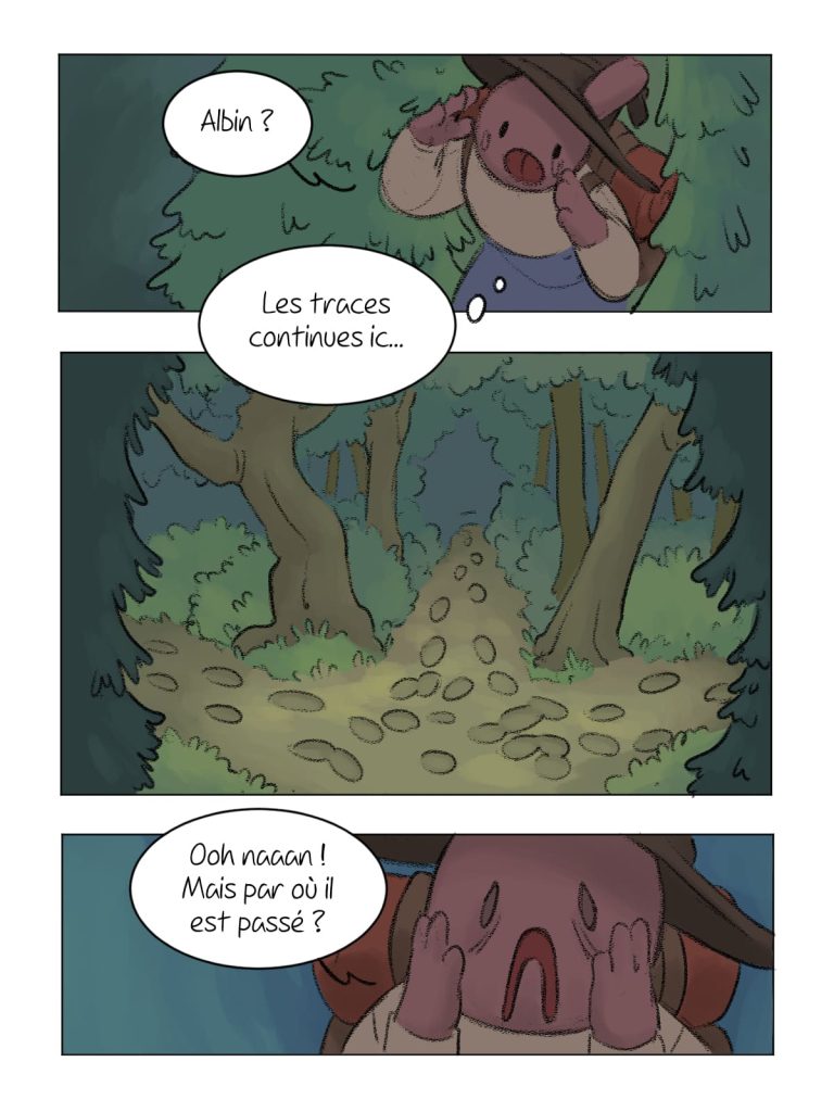 Page de bande dessinée : Les Aventures du Lapin, chapitre : La disparition