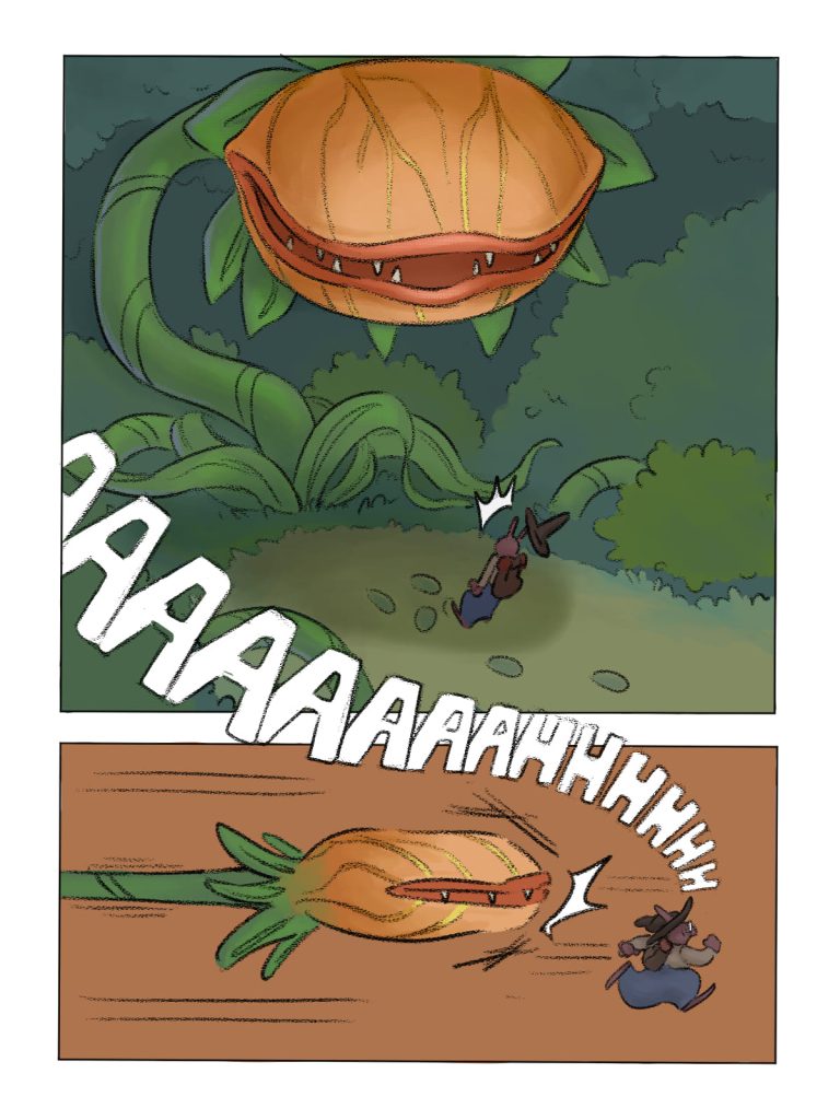 Page de bande dessinée : Les Aventures du Lapin, chapitre : La disparition