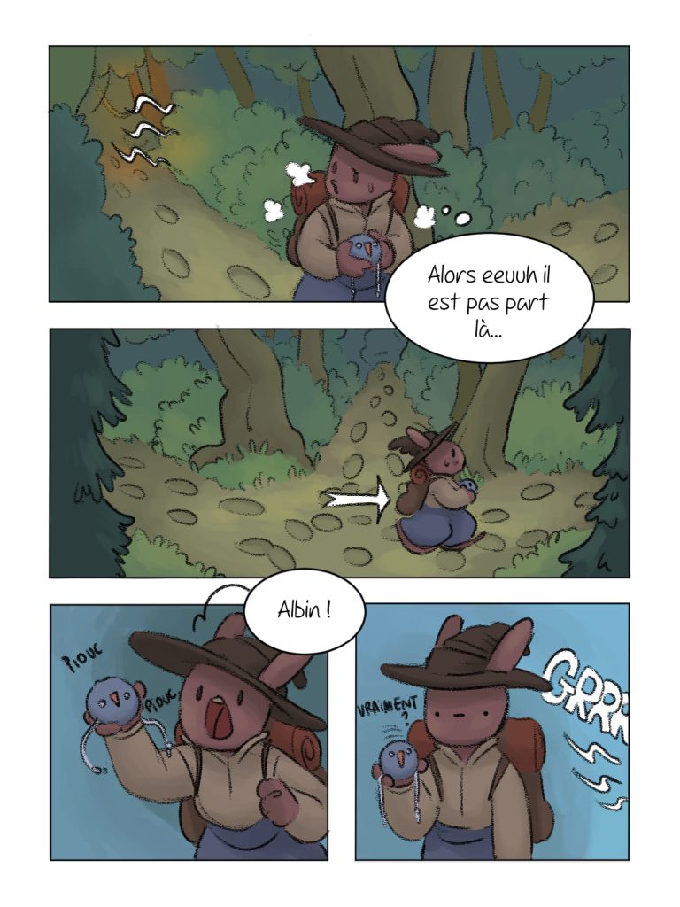 Page de bande dessinée : Les Aventures du Lapin, chapitre : La disparition