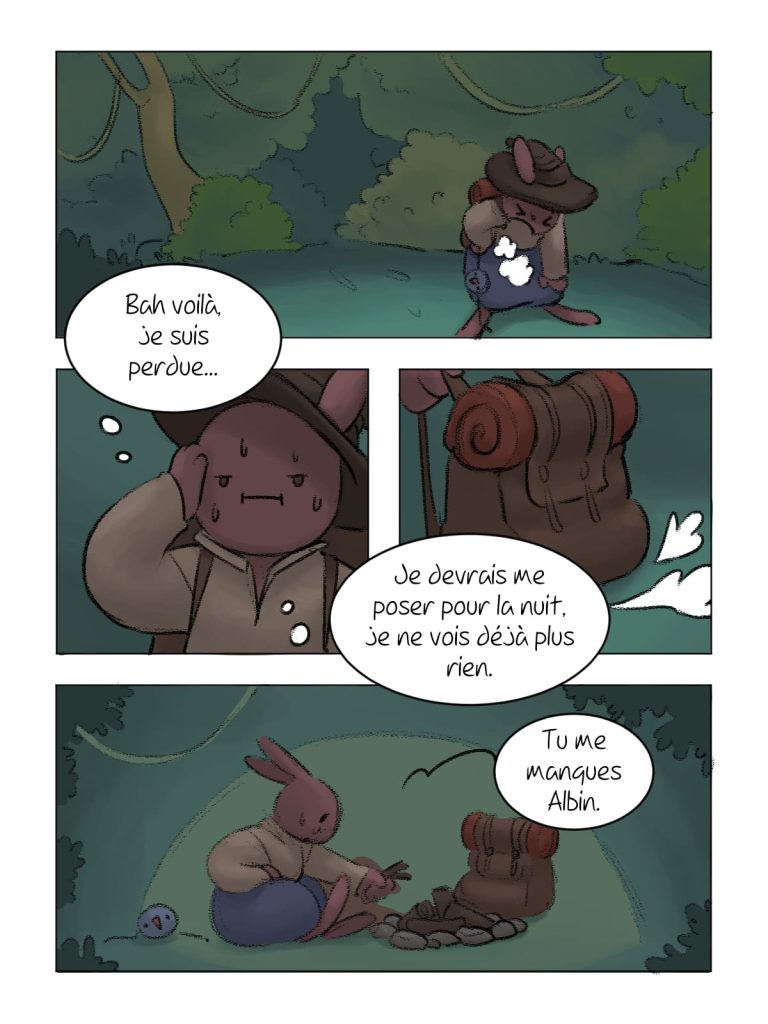 Page de bande dessinée : Les Aventures du Lapin, chapitre : La disparition