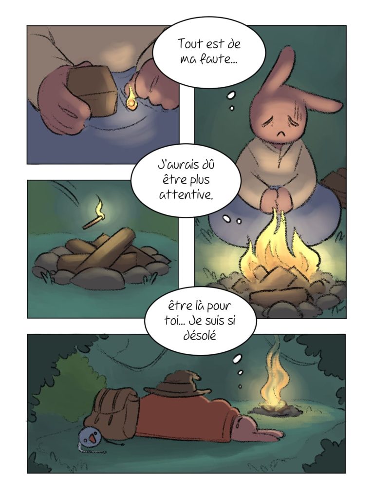 Page de bande dessinée : Les Aventures du Lapin, chapitre : La disparition