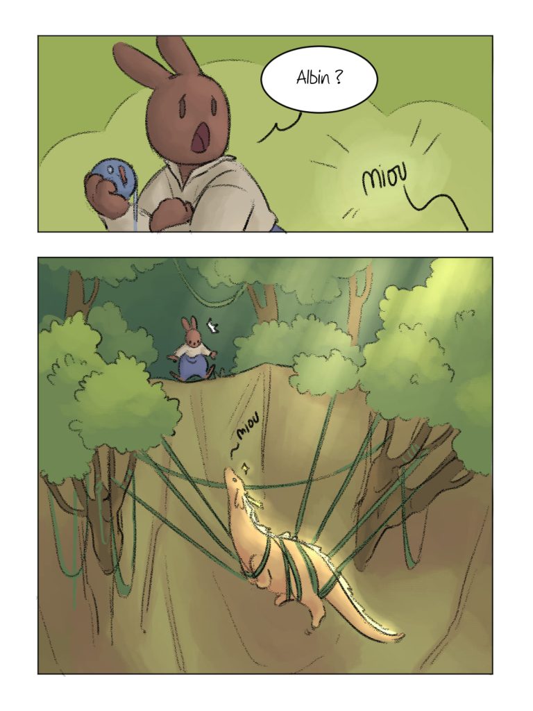 Page de bande dessinée : Les Aventures du Lapin, chapitre : La disparition