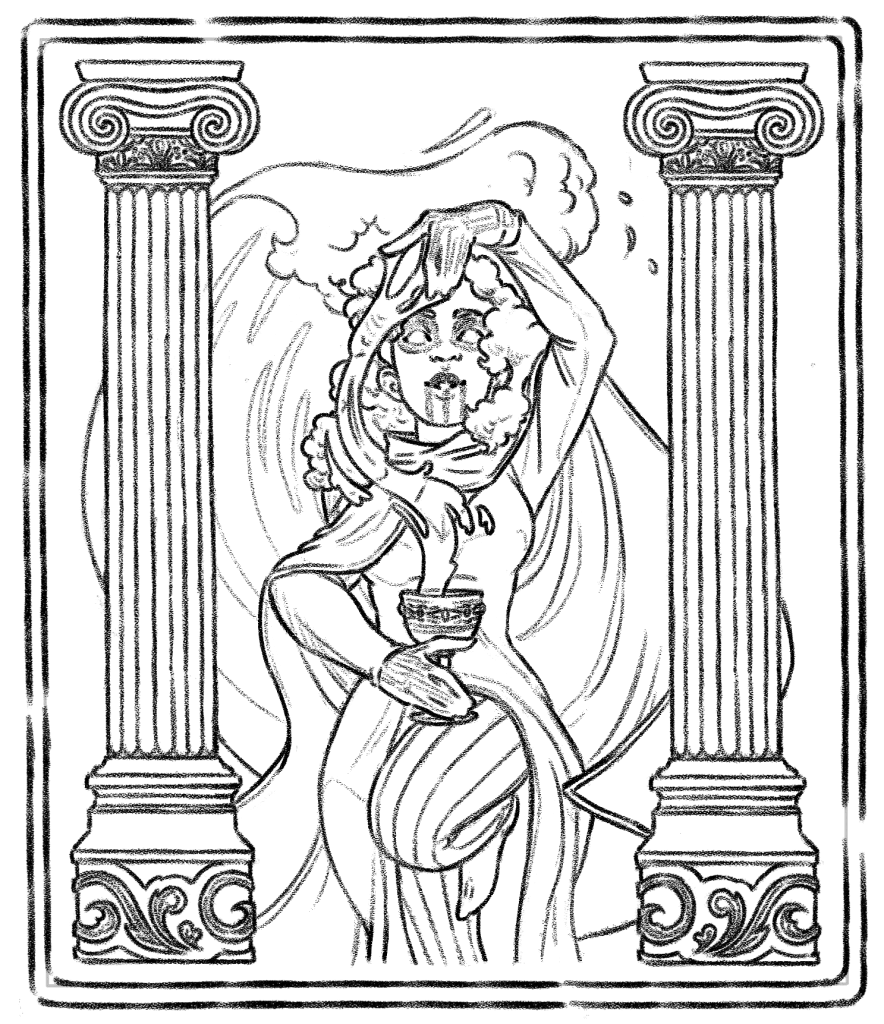 Illustration, magicienne au pouvoir de l'eau.
