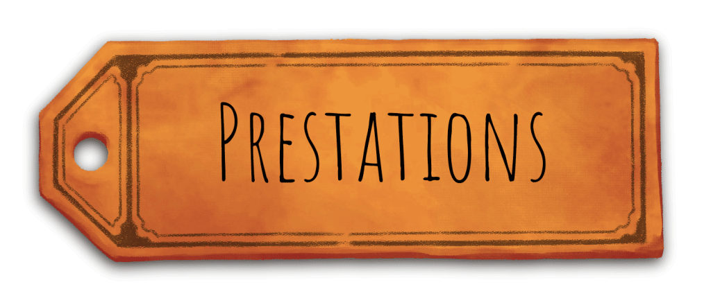 Etiquette orange pour titre Prestations