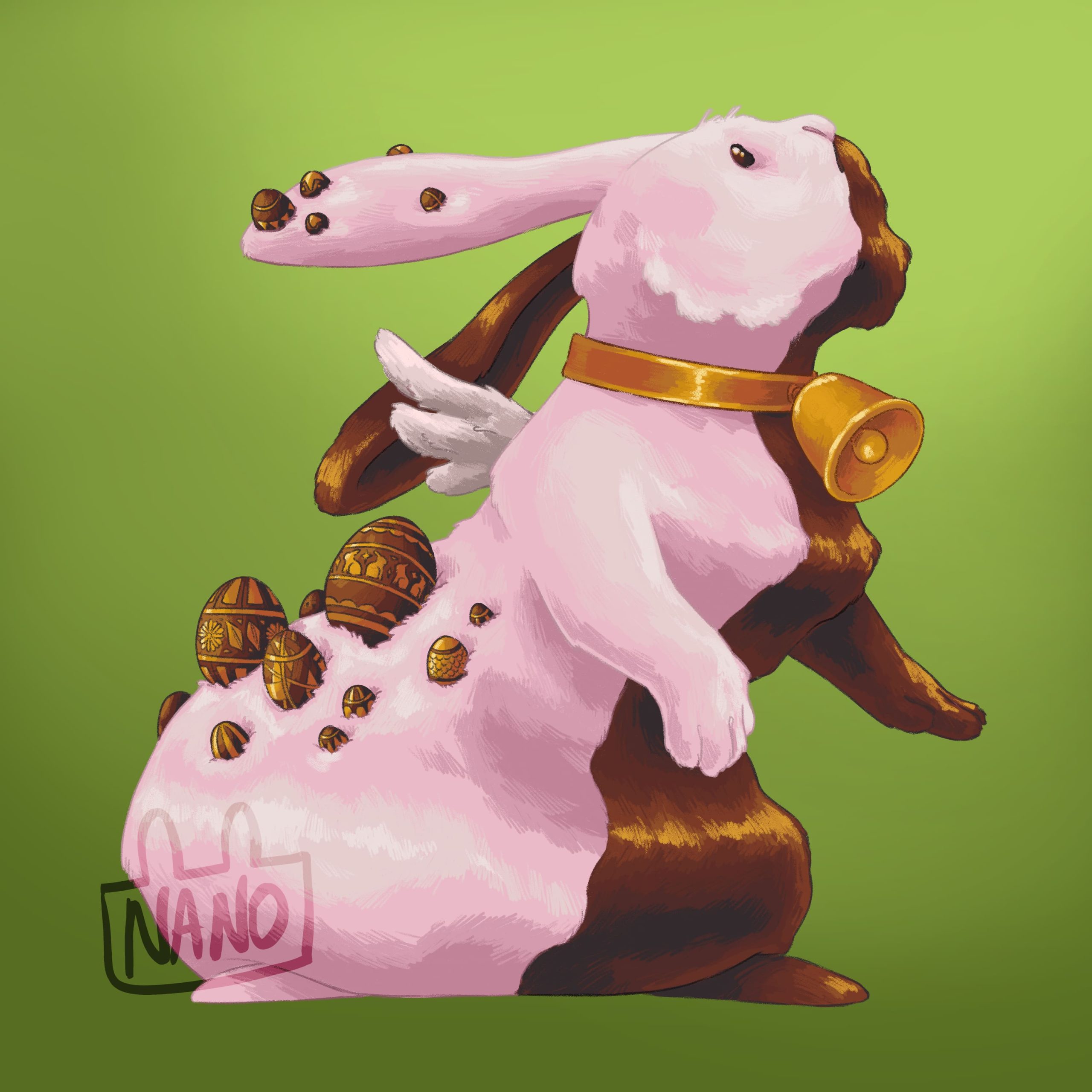 Lapin d'avril représenté par les fêtes de Pâques