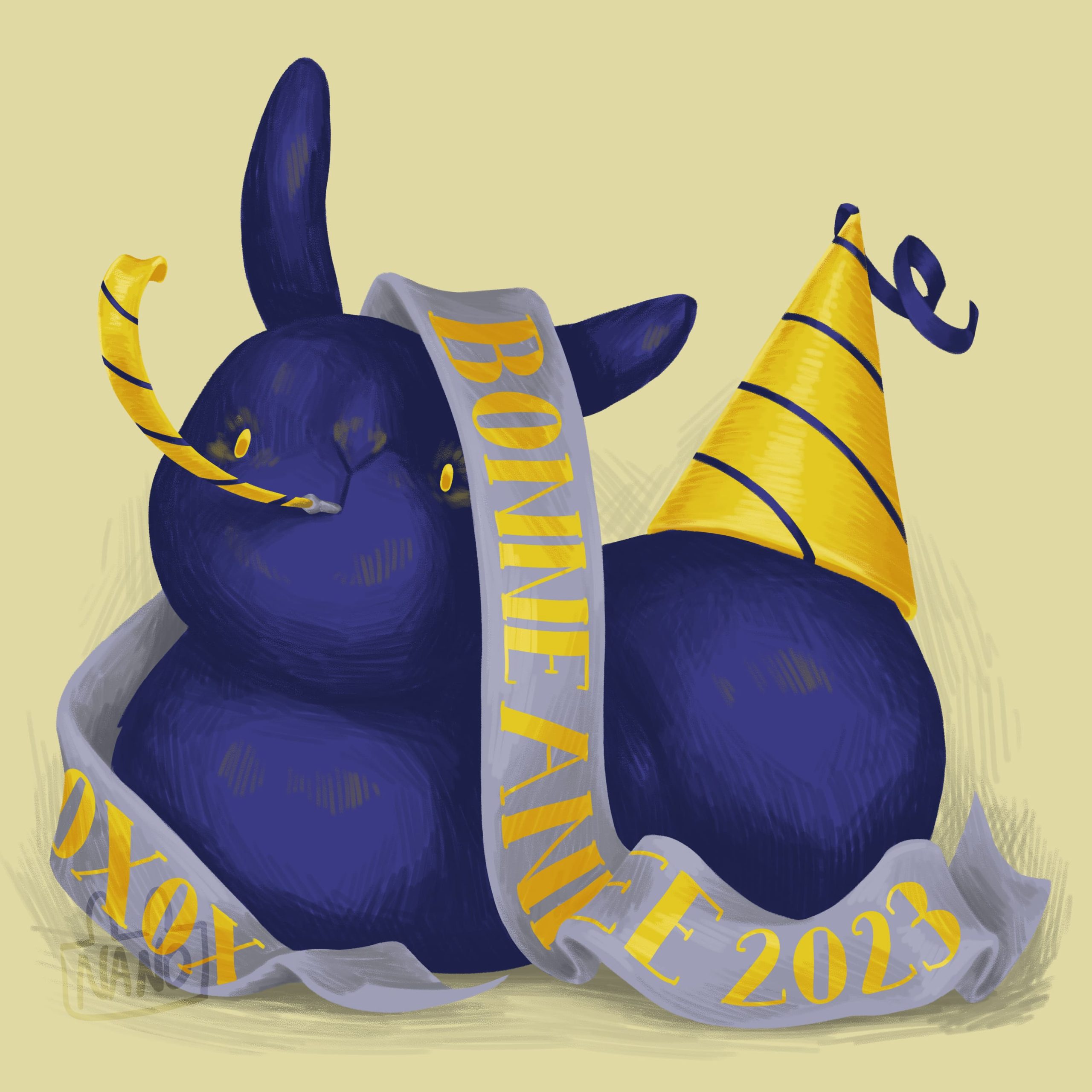 Lapin de janvier, représentant la bonne année
