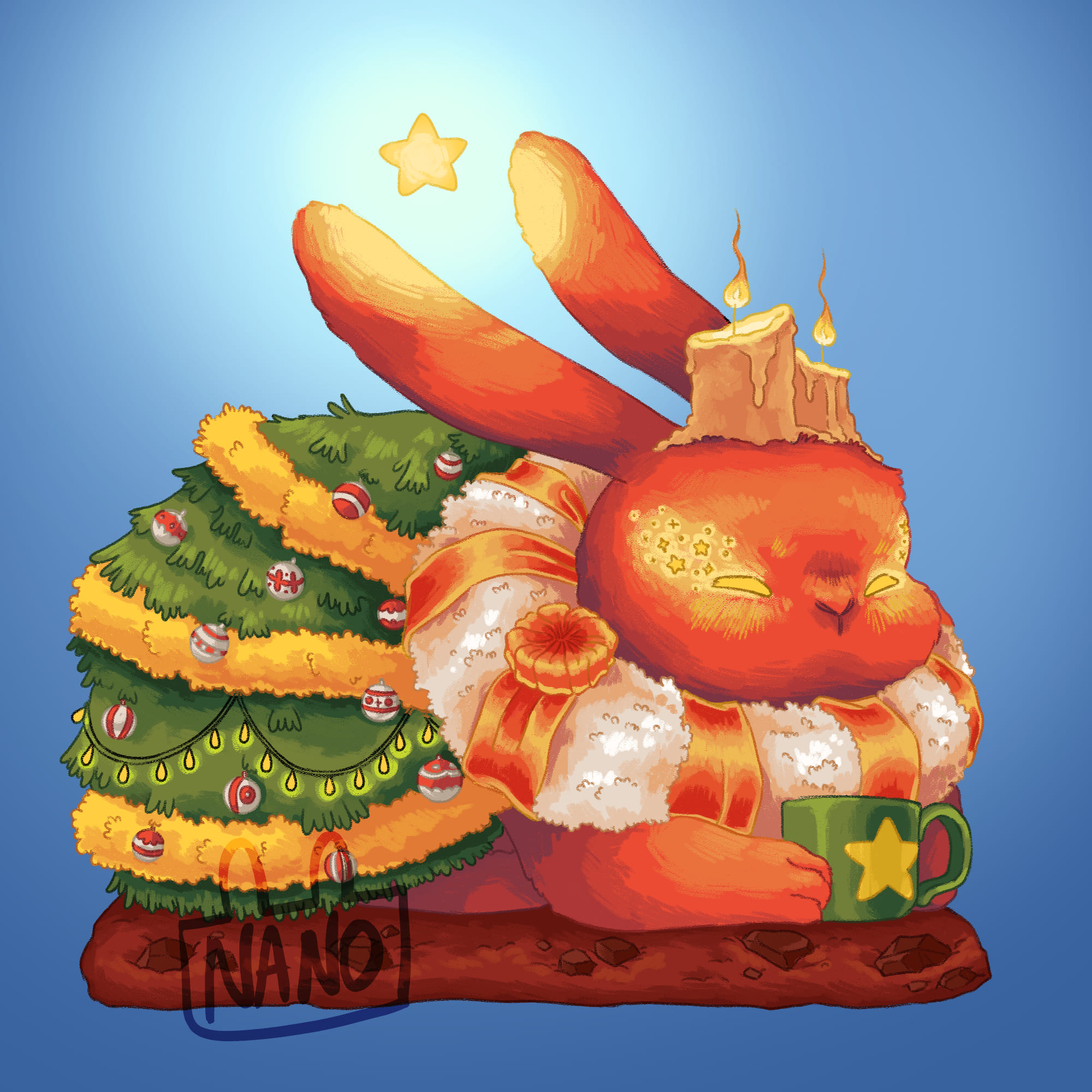 Lapin de décembre représenté par la fête de Noël