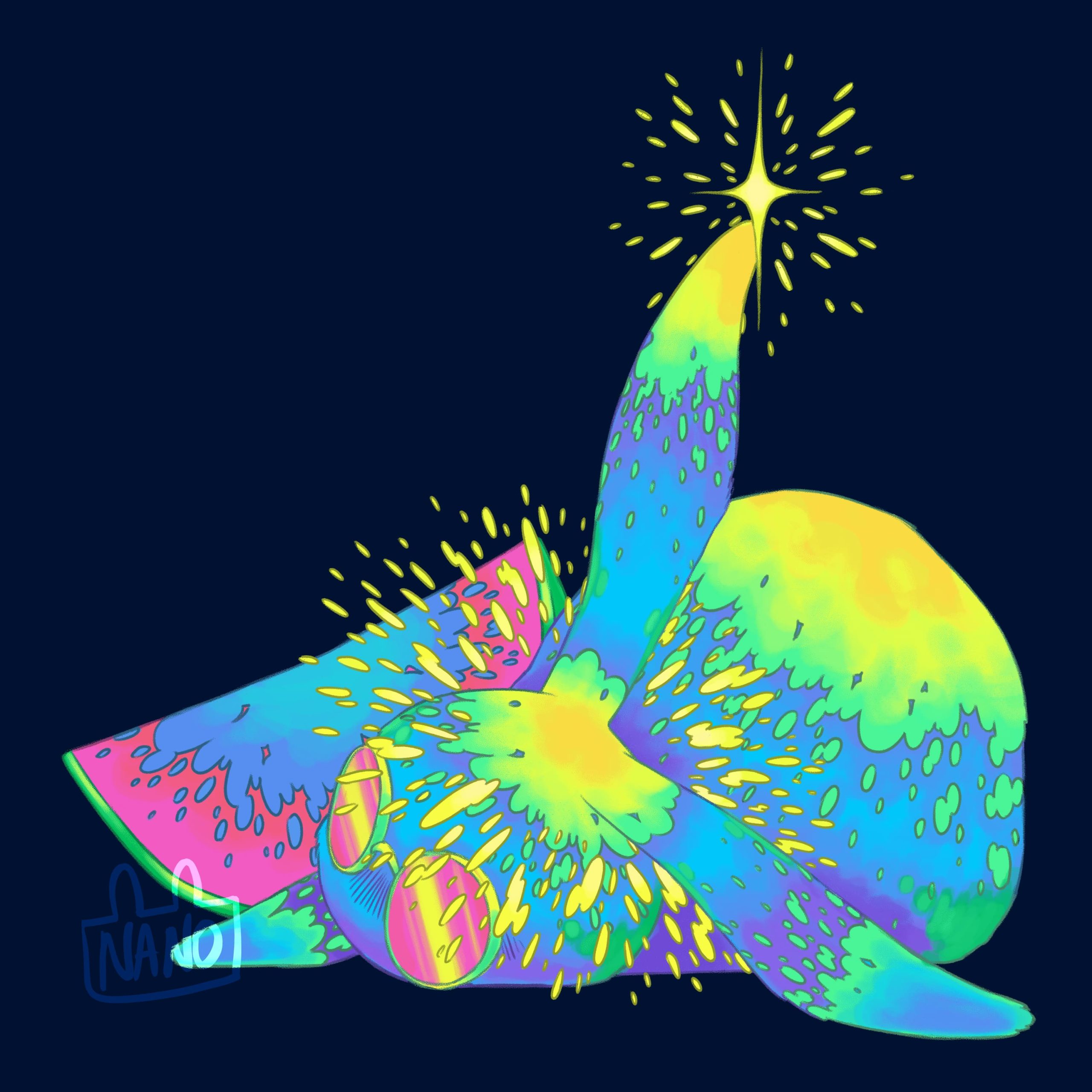 Lapin de juillet représenté par les feux d'artifice du 14 juillet