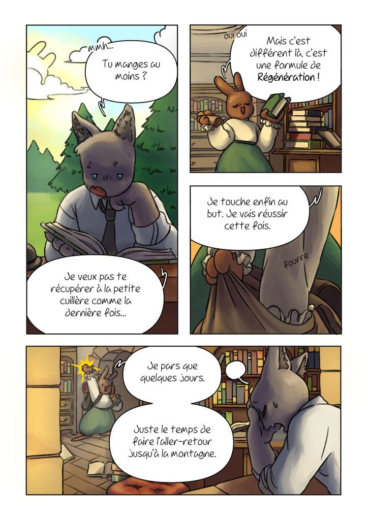 Page de la bande dessinée : Les Aventures du lapin, chapitre : la fleur de vie.