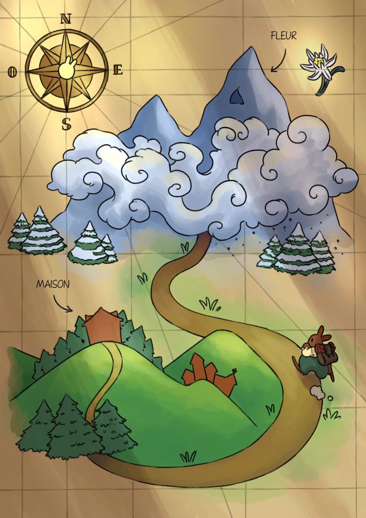 Page de la bande dessinée : Les Aventures du lapin, chapitre : la fleur de vie.