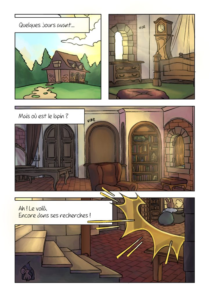 Page de la bande dessinée : Les Aventures du lapin, chapitre : la fleur de vie.