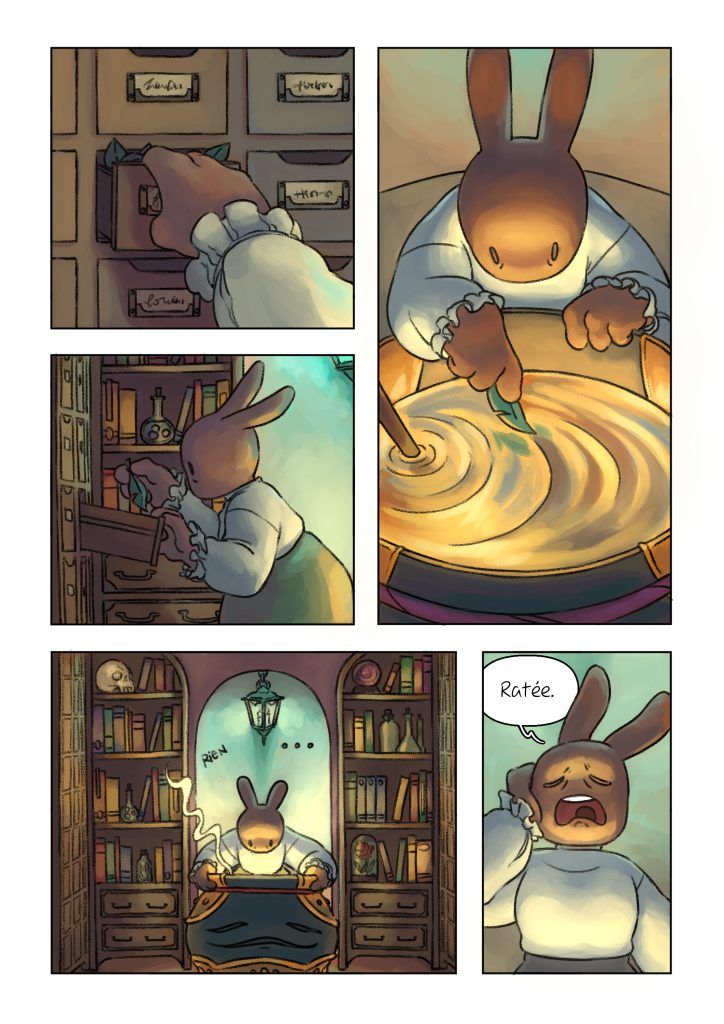 Page de la bande dessinée : Les Aventures du lapin, chapitre : la fleur de vie.
