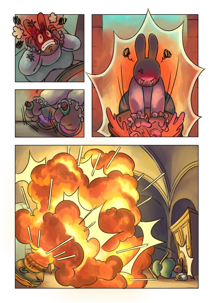 Page de la bande dessinée : Les Aventures du lapin, chapitre : la fleur de vie.