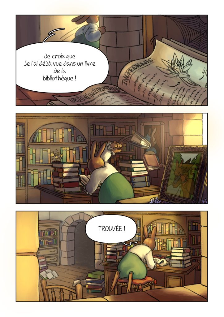 Page de la bande dessinée : Les Aventures du lapin, chapitre : la fleur de vie.