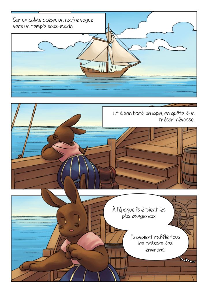 Page de la bande dessinée : Les Aventures du lapin, chapitre : Le cristal.