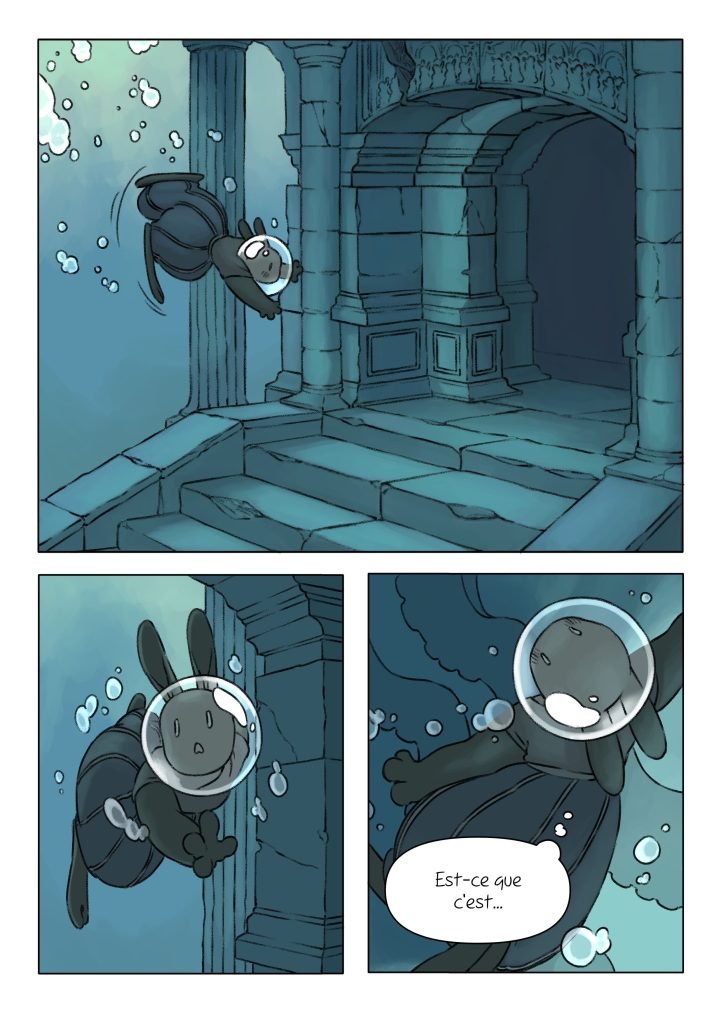 Page de la bande dessinée : Les Aventures du lapin, chapitre : Le cristal.