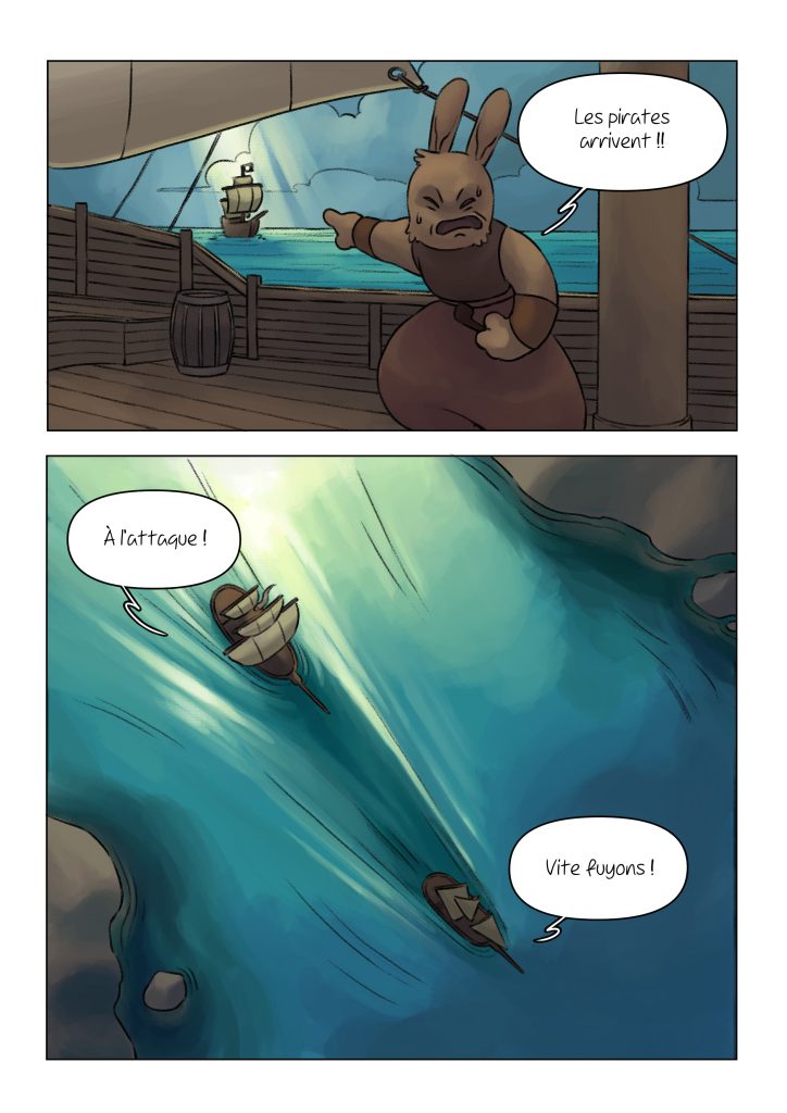 Page de la bande dessinée : Les Aventures du lapin, chapitre : Le cristal.