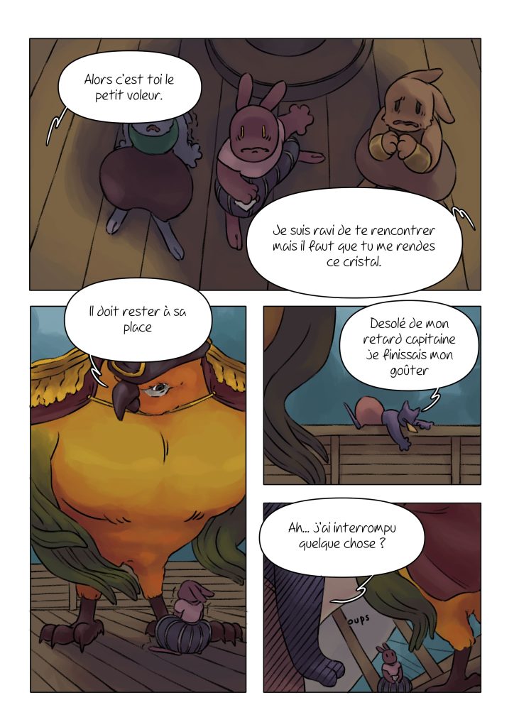 Page de la bande dessinée : Les Aventures du lapin, chapitre : Le cristal.
