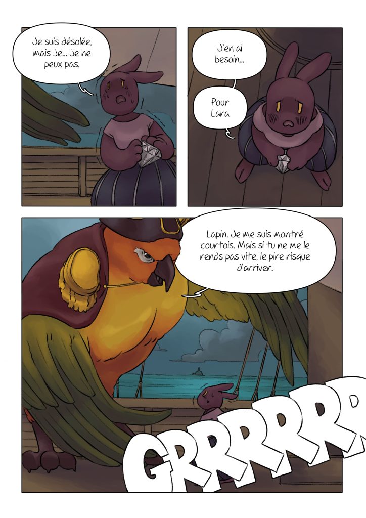 Page de la bande dessinée : Les Aventures du lapin, chapitre : Le cristal.