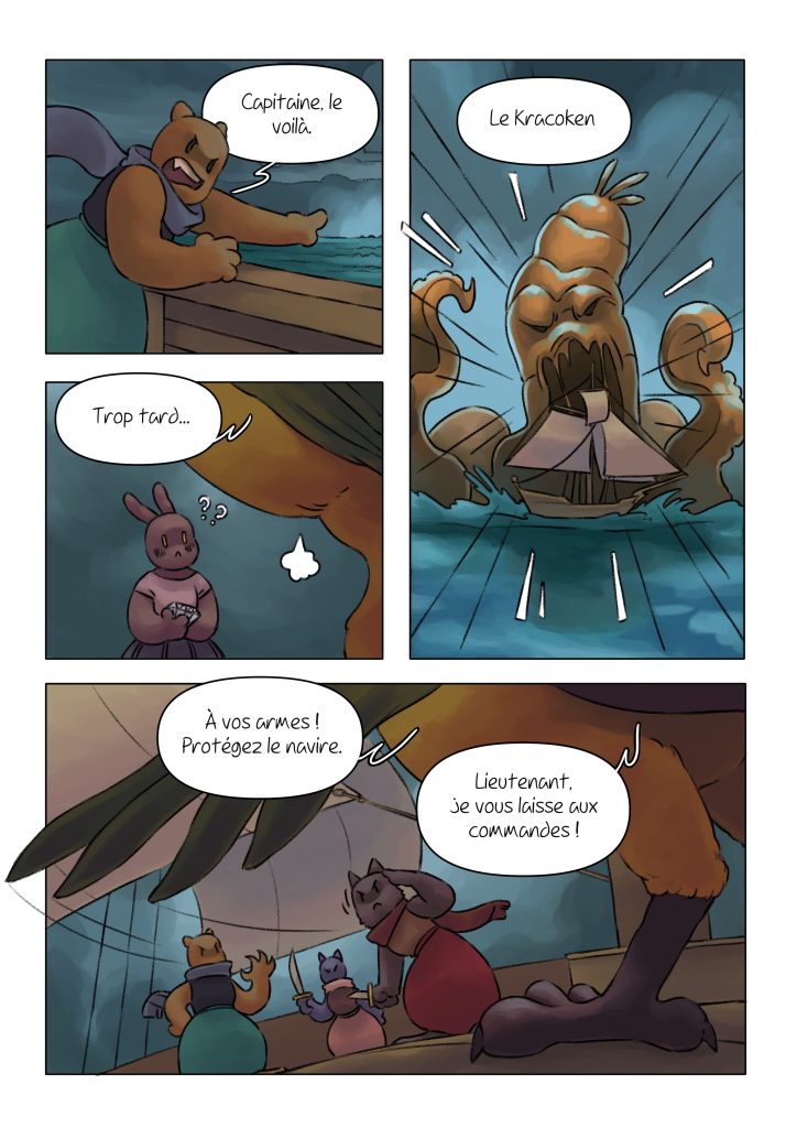 Page de la bande dessinée : Les Aventures du lapin, chapitre : Le cristal.