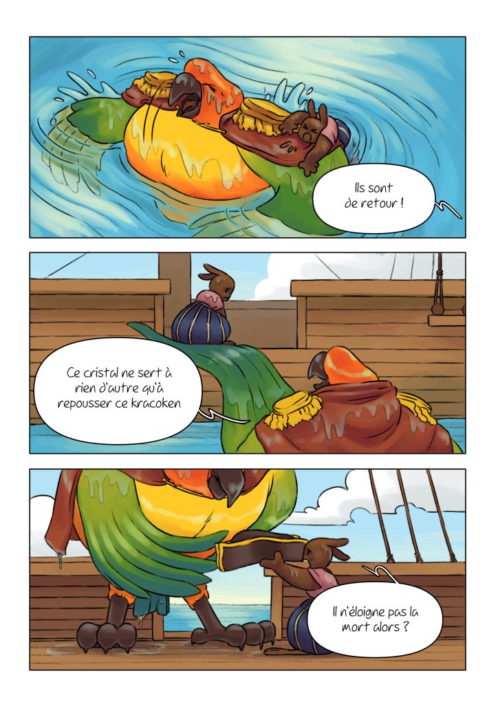 Page de la bande dessinée : Les Aventures du lapin, chapitre : Le cristal.
