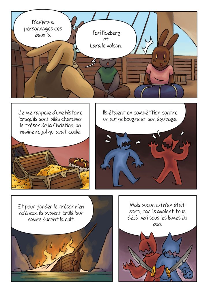 Page de la bande dessinée : Les Aventures du lapin, chapitre : Le cristal.
