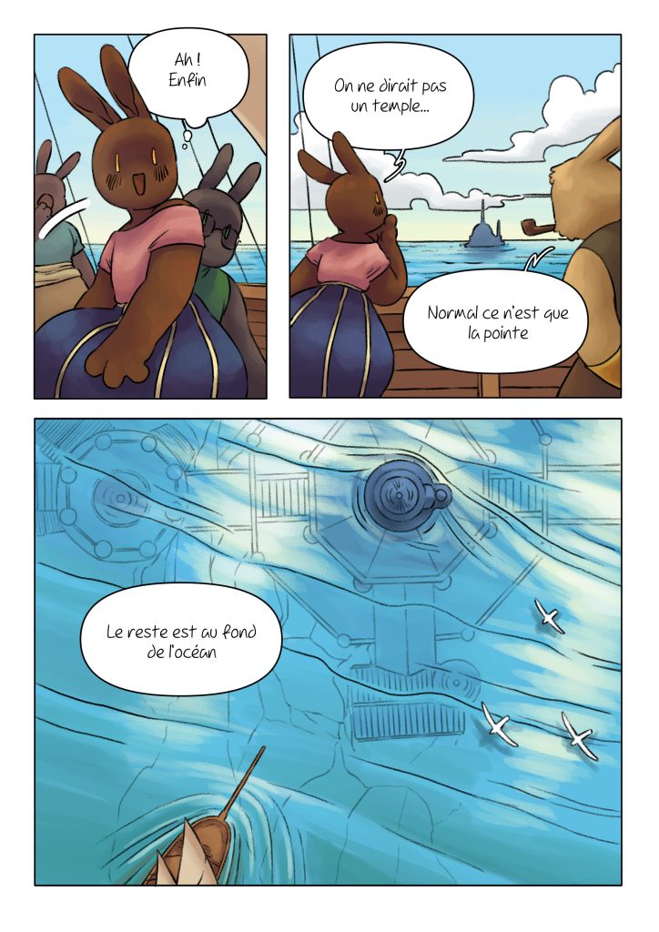 Page de la bande dessinée : Les Aventures du lapin, chapitre : Le cristal.