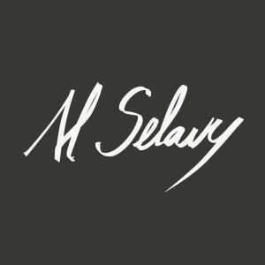 Logo Al Sélavy en entier, écrit à la main, en blanc