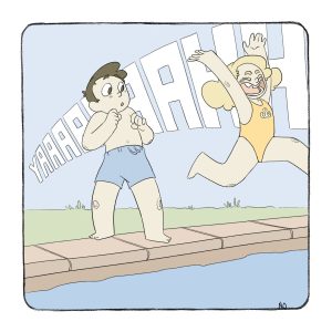 Page de la bande dessinée : la piscine.