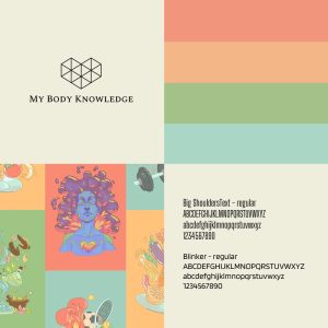 Charte graphique de l'application my body knowledge, une application de bien être.