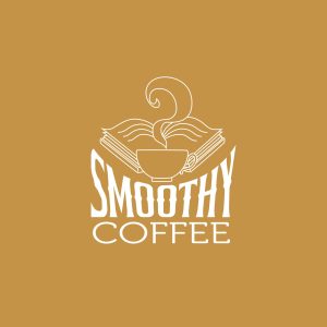 Logo Smoothy café blanc sur fond ocre