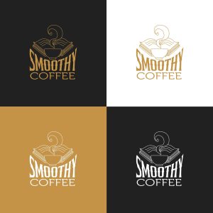 Logo d'un café dérivé dans 3 couleurs principal, ocre, blanc et noir
