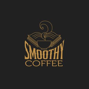 Logo Smoothy café ocre sur fond noir