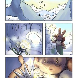 Page de la bande dessinée : Les Aventures du lapin, chapitre : la fleur de vie.