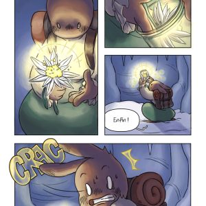 Page de la bande dessinée : Les Aventures du lapin, chapitre : la fleur de vie.