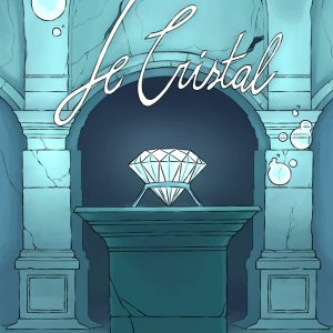 Page de couverture de bande dessinée : Les Aventures du lapin, chapitre : Le cristal. Sous l'eau, un pilier porte un cristal brillant.