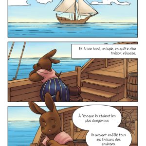 Page de la bande dessinée : Les Aventures du lapin, chapitre : Le cristal.